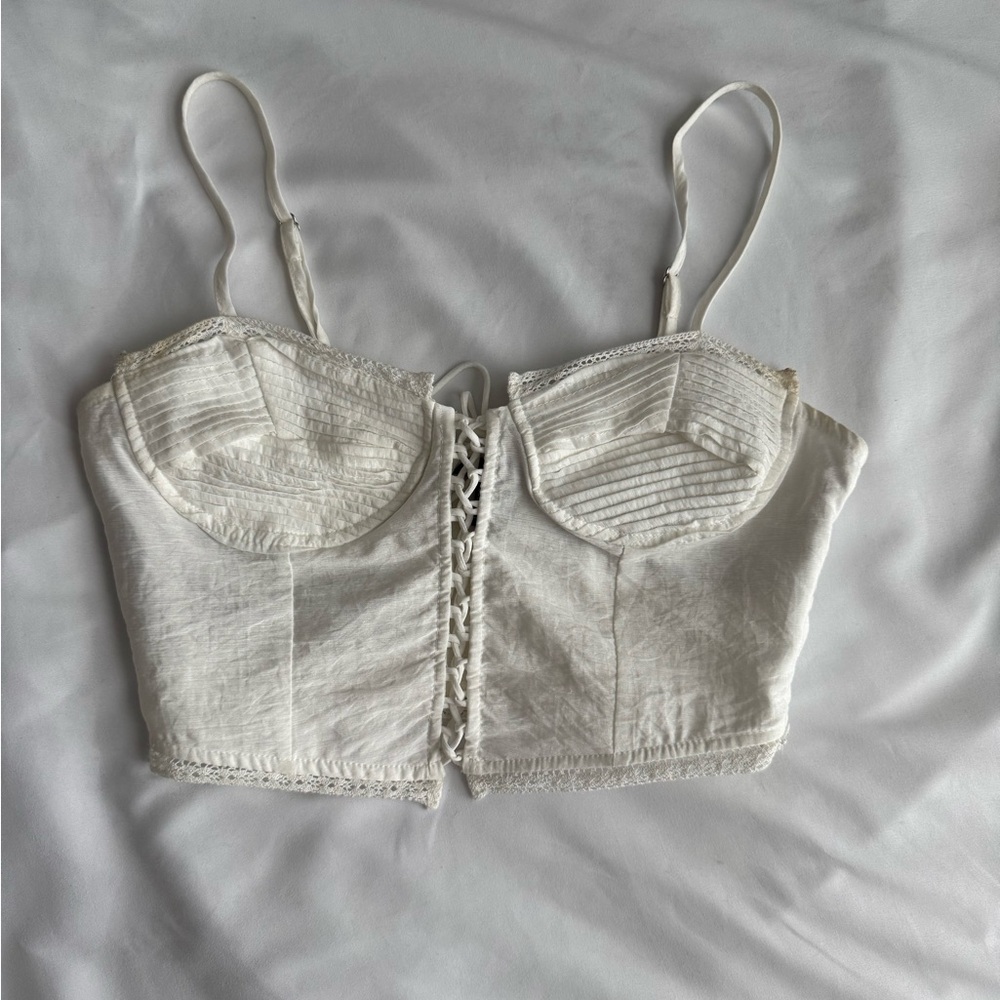 White Lace-Up Women's CropTop